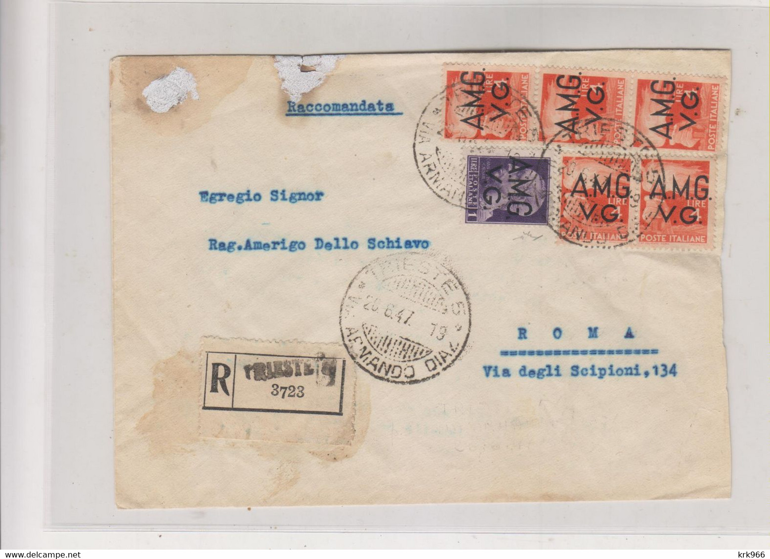 ITALY TRIESTE A 1947  AMG-VG Nice Registered  Cover - Marcophilie