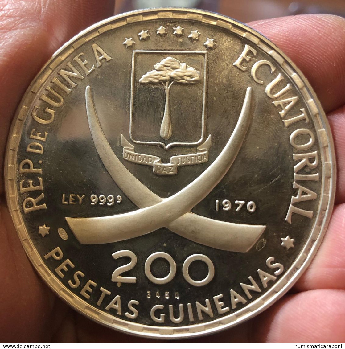 Guinea Ecuatorial, 200 Pesetas 1970 Coppa Rimet Mexico 70 KM:18.1 Fdc - Guinea Ecuatorial