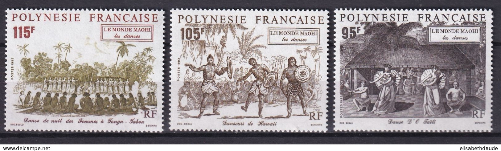 POLYNESIE - 1992 - PORT GRATUIT A PARTIR DE 5 EUR. D'ACHAT - YVERT N° 410/412 ** MNH - DANSES - COTE = 7.65 EUR. - Ungebraucht