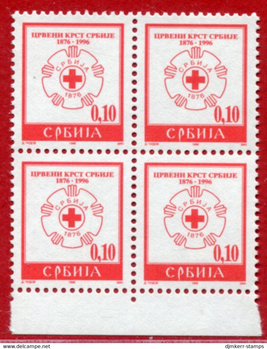 YUGOSLAVIA (Serbia) 1996 Red Cross Tax Stamp Block Of 4  MNH / ** - Unused Stamps