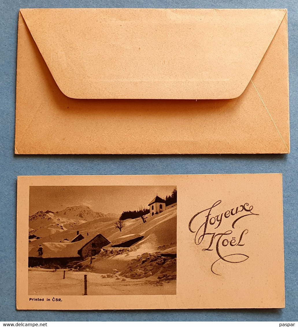 Ancienne Carte Joyeux Noël Avec Son Enveloppe - Printed In CSR - Autres & Non Classés