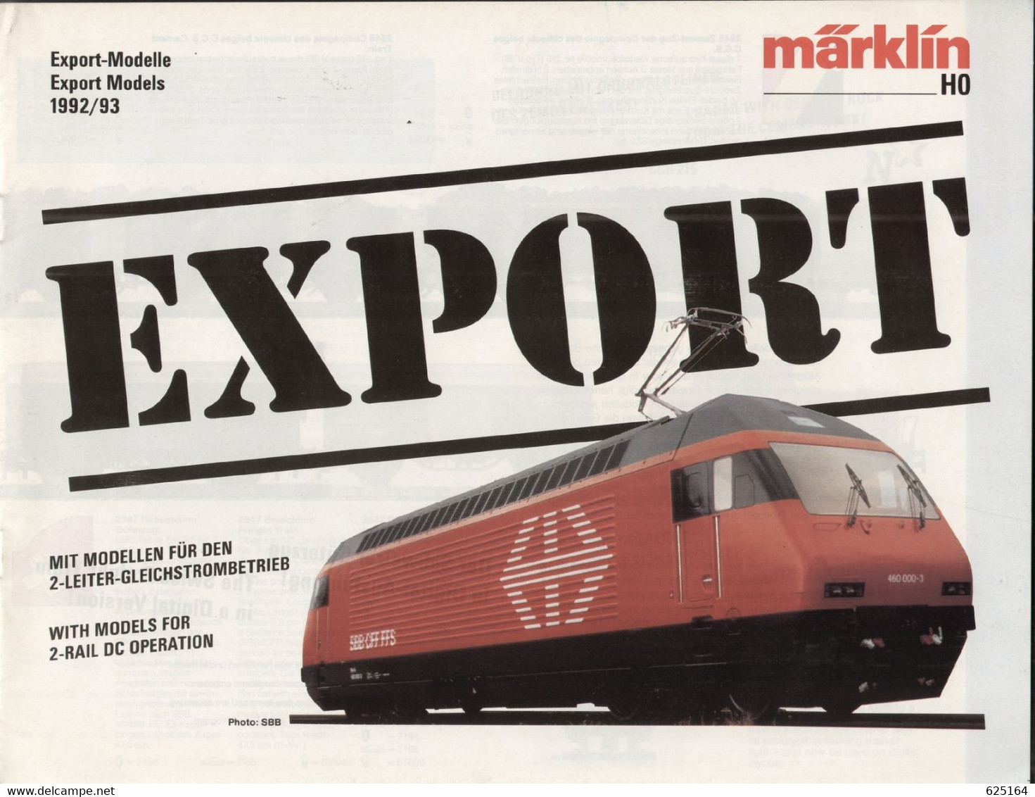 Catalogue Märklin 1992/93 Export-Modelle HO 2 Rail DC Operation - En Allemand Et Anglais - Inglés