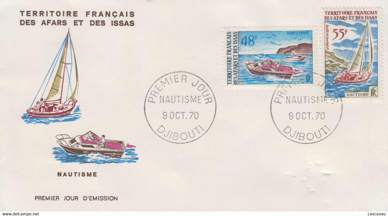 Enveloppe  FDC   1er  Jour  TERRITOIRE  FRANCAIS  Des  AFARS  Et  ISSAS     Nautisme     1970 - Autres & Non Classés