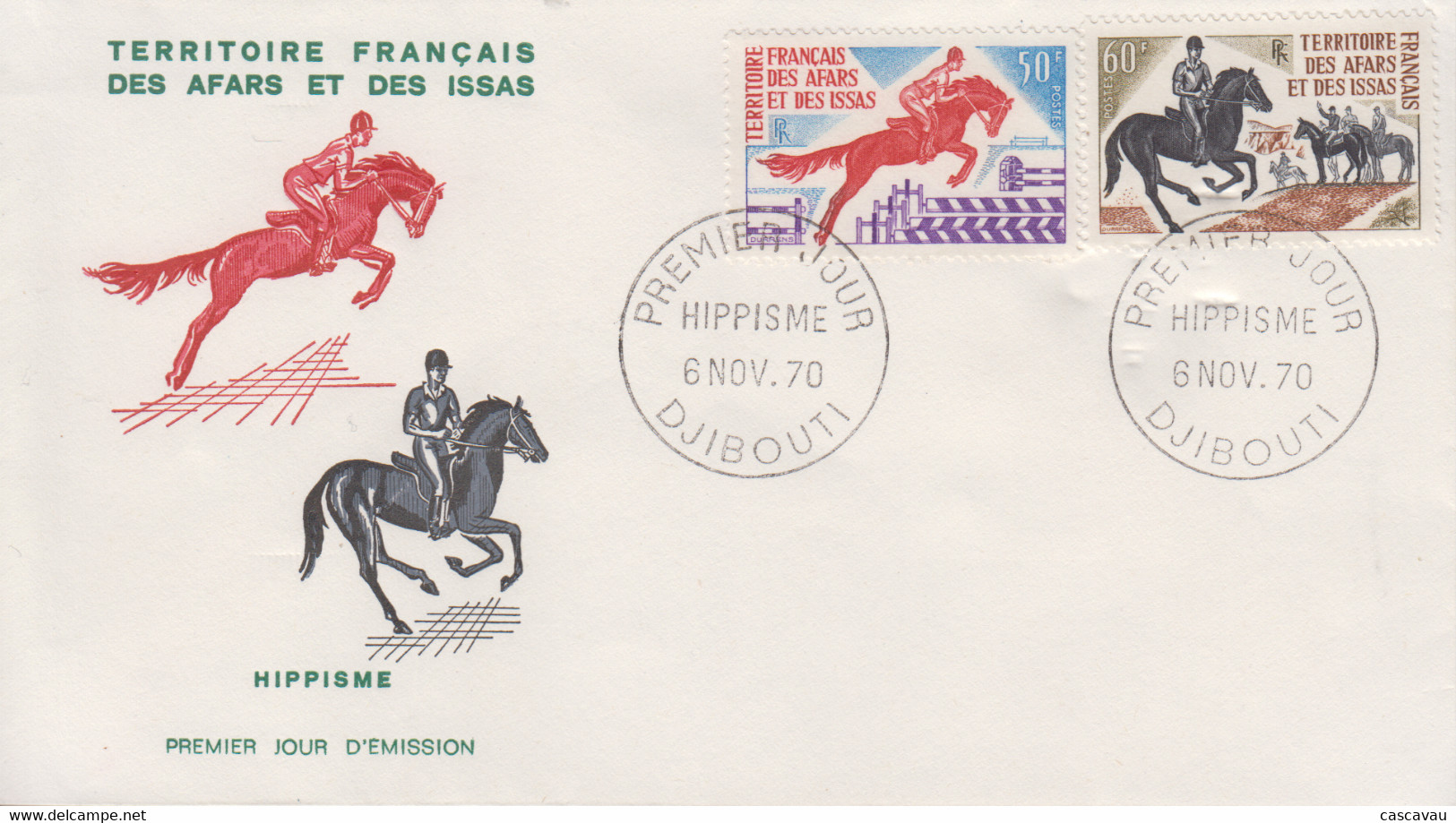 Enveloppe  FDC   1er  Jour  TERRITOIRE  FRANCAIS  Des  AFARS  Et  ISSAS     Hippisme     1970 - Autres & Non Classés