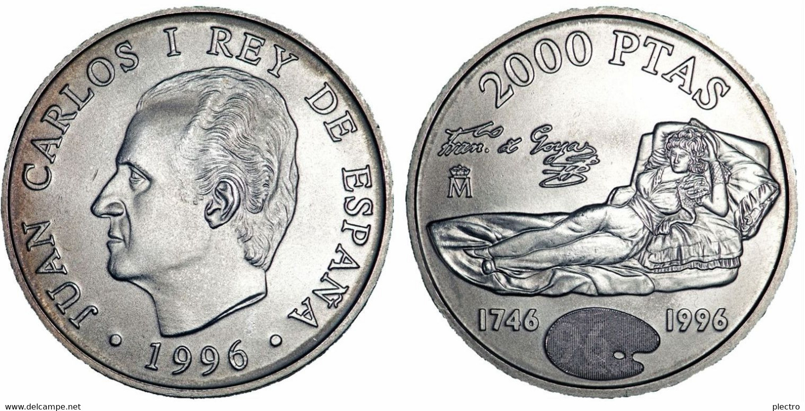 Moneda De 2000 Pesetas De Plata - 1996 - La Maja De Goya - 2 000 Pesetas