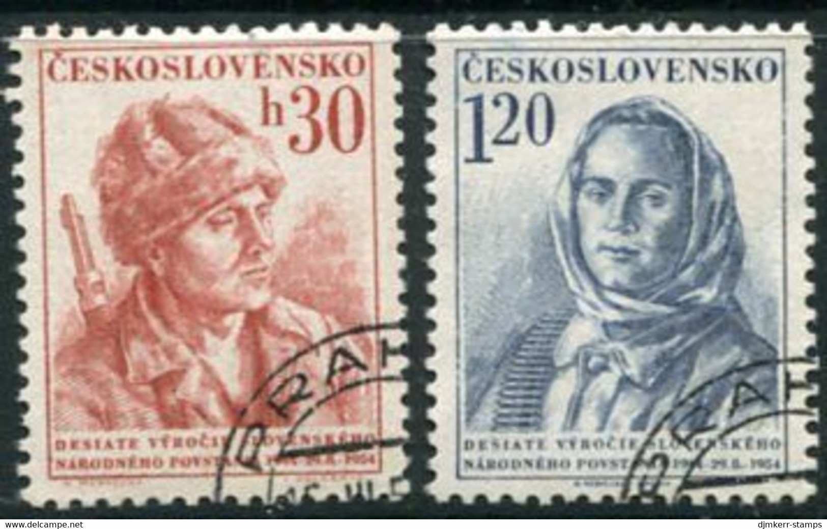 CZECHOSLOVAKIA 1954 Slovak National Rising Anniversary Used.  Michel 869-70 - Used Stamps