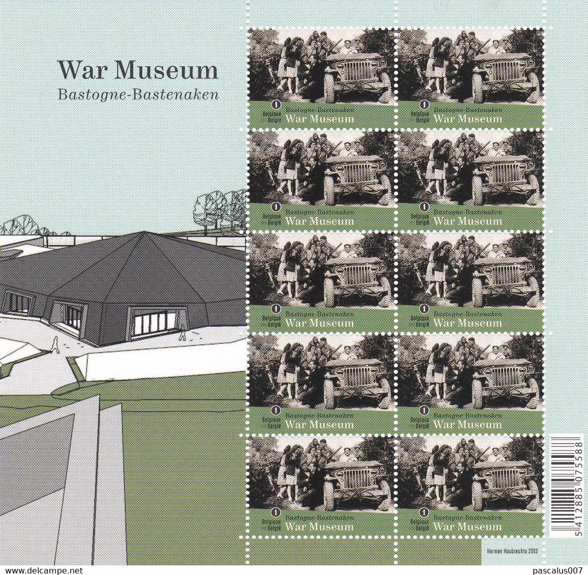 7 4378  F 4378   Belgique  Feuillet  Guerre War Museum Bastogne  28-10-2013 13€ - Hojas Completas & Folletos