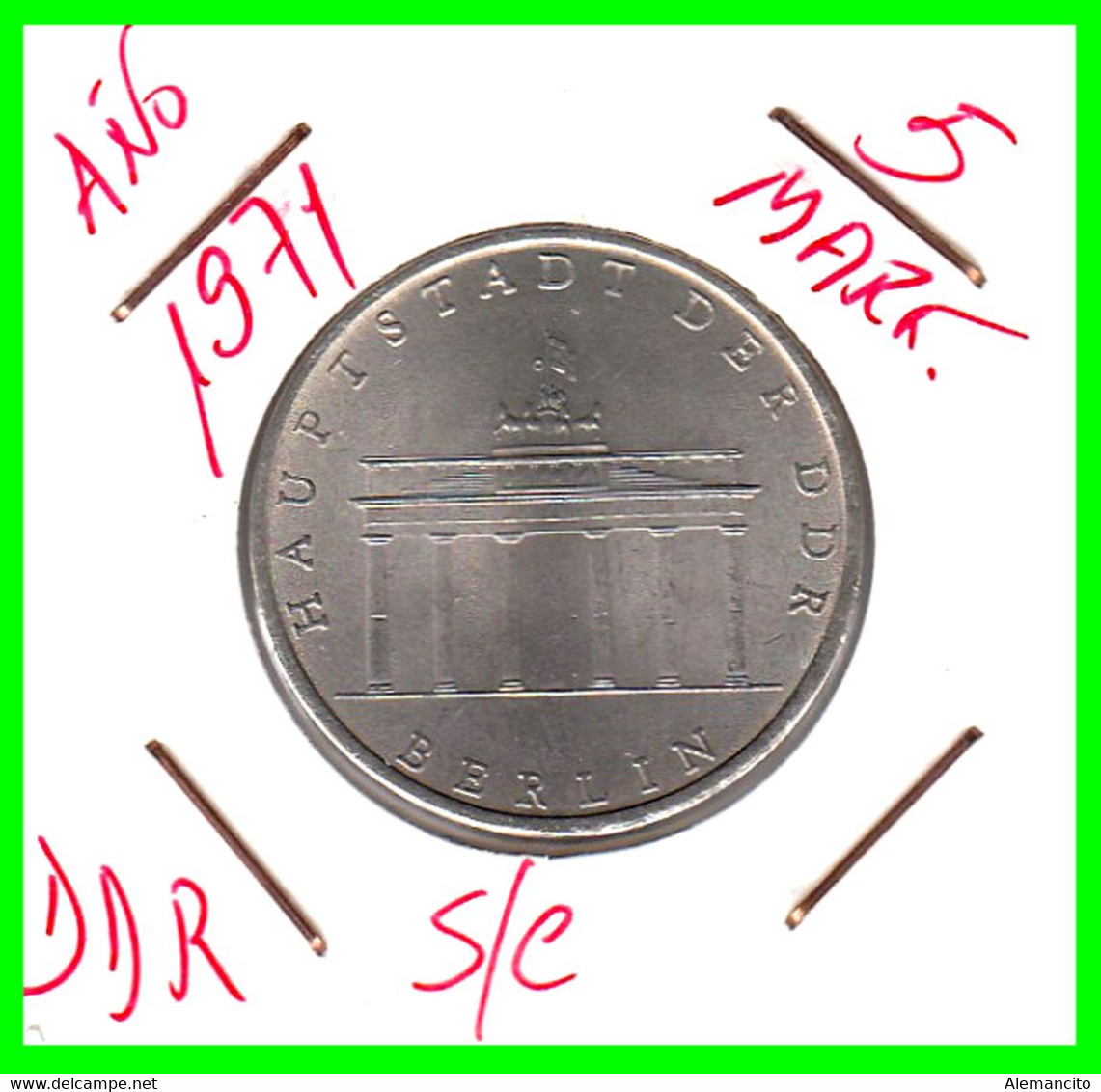 ( GERMANY ) REPUBLICA DEMOCRATICA DE ALEMANIA ( RDA ) MONEDAS DE 5-DM AÑO 1971 MONEDA HAUPTSTADT DER DDR ( BERLIN ) - 5 Mark