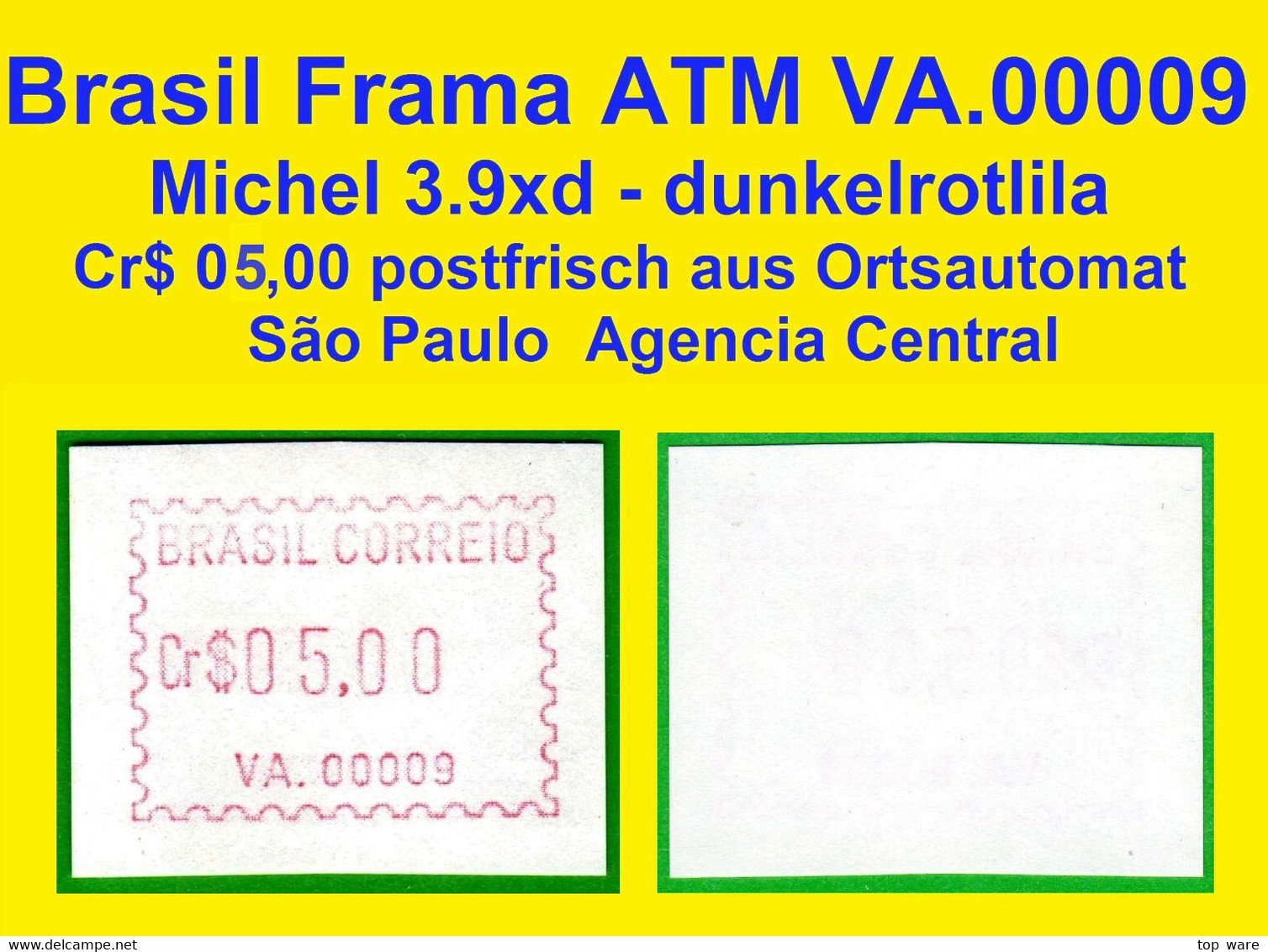 Brasilien Brazil ATM VA.00009 / Cr$ 05,00 MNH / São Paulo / Frama Automatenmarken Etiquetas - Viñetas De Franqueo (Frama)