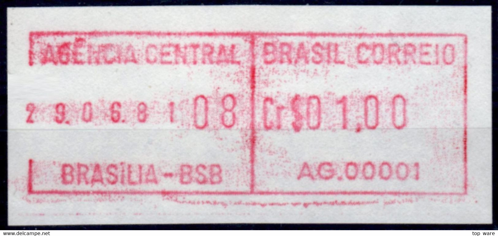 Brasilien Brazil ATM AG.00001 / Cr$ 01,00 MNH / Datum 29.06.81 / Brasilia BSB / Frama Automatenmarken Etiquetas - Frankeervignetten (Frama)