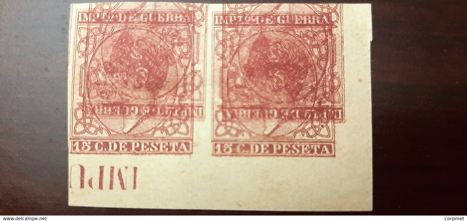 ESPAÑA - SPAIN - 1873 VARIEDAD EN ENSAYO Pareja Con IMPRESION DOBLE - UNA INVERTIDA - DOUBLE+ INVERTED PRINTING - Proeven & Herdrukken