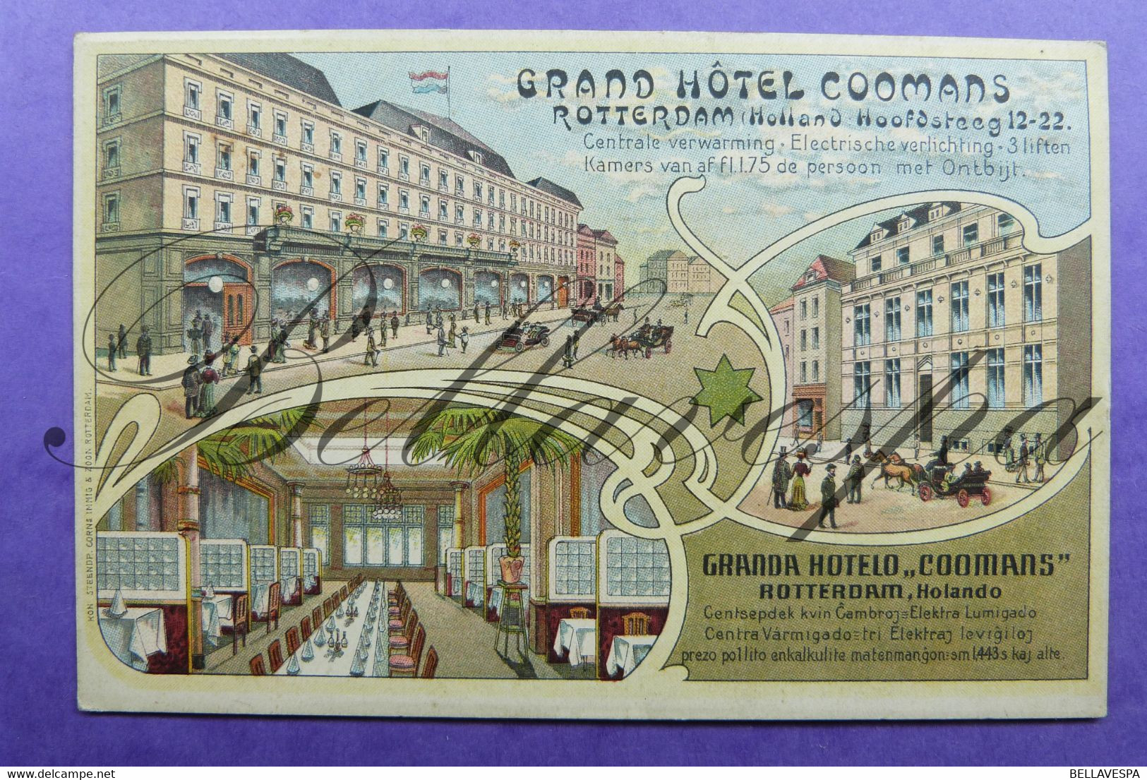 Grand Hotel Coomans Rotterdam Hoofsteeg 12-22 (Litho / Steendruk) - Hotels & Restaurants