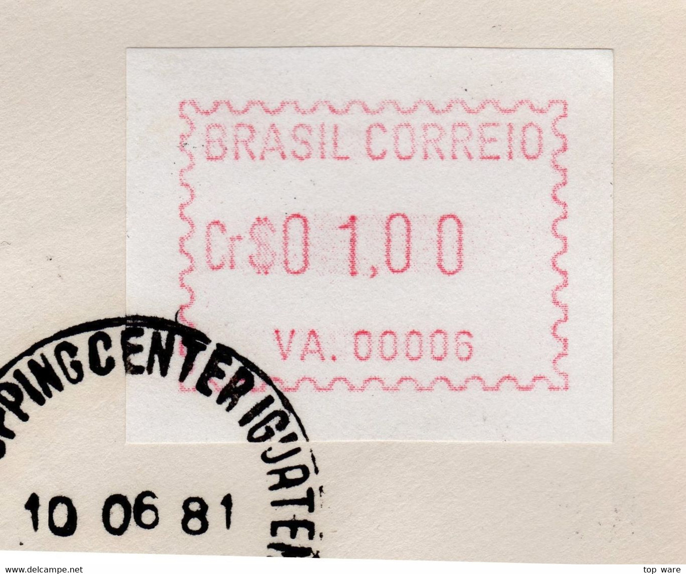 Brasilien Brazil ATM VA.00006 / Cr$ 01,00 FDC / Sao Paulo IGUATEMI / Frama Automatenmarken Etiquetas - Automatenmarken (Frama)
