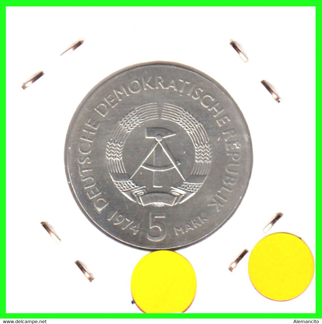 ( GERMANY ) REPUBLICA DEMOCRATICA DE ALEMANIA ( RDA ) MONEDA DE 5-DM AÑO 1974 -ALEMANIA DDR - 5 DM PHILIP REIS - 5 Marcos