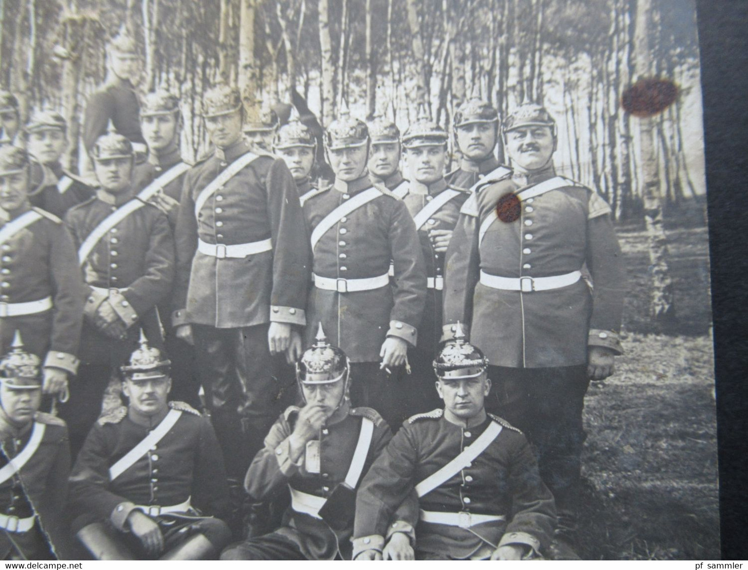 Echtfoto AK 1911 Soldaten Mit Pickelhaube Und Trompete! Preussische Soldaten In Voller Uniform / Kleine Truppe / Einheit - Guerres - Autres