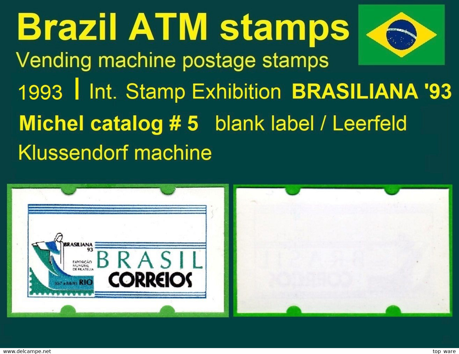 Brasilien Brazil ATM 5 Brasiliana 93 / Leerfeld Blank Label MNH / Frama Automatenmarken Klüssendorf Etiquetas - Viñetas De Franqueo (Frama)