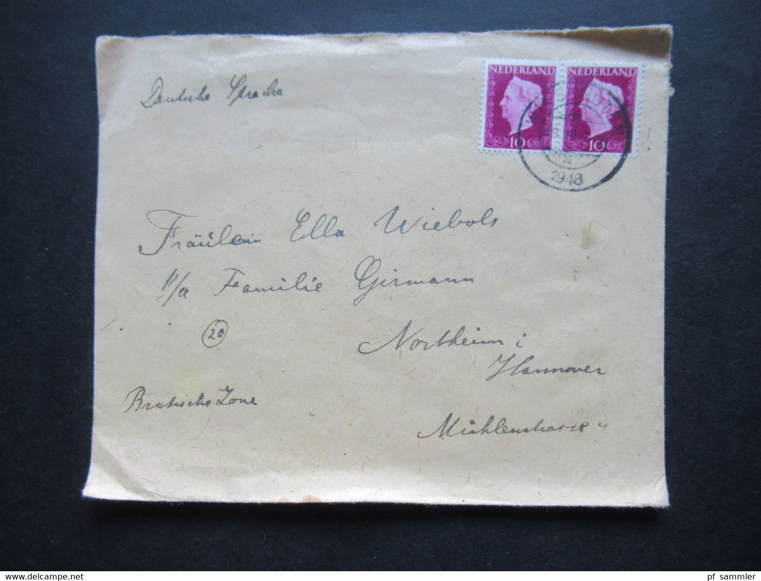 Niederlande 1948 Königin Wilhelmina MeF Stempel Winschoten Nach Northeim Hannover Russische Zone - Cartas & Documentos