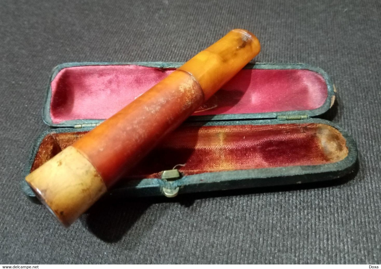 RRR Cigar Mouthpiece Amber - Meerschaum, 19th Century - Contera