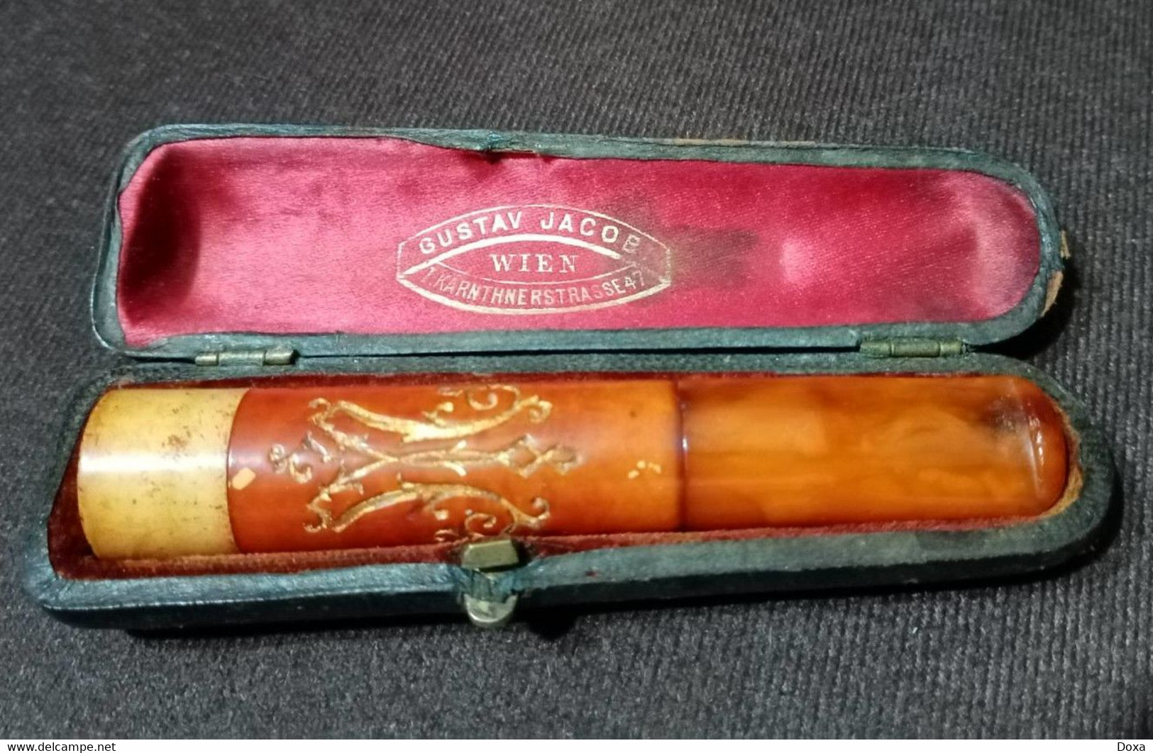 RRR Cigar Mouthpiece Amber - Meerschaum, 19th Century - Mondstukken