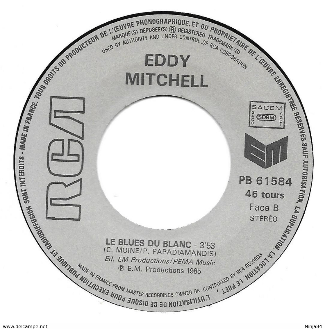 SP 45 RPM (7) Eddy Mitchell  "  Nashville Ou Belleville  " - Autres - Musique Française