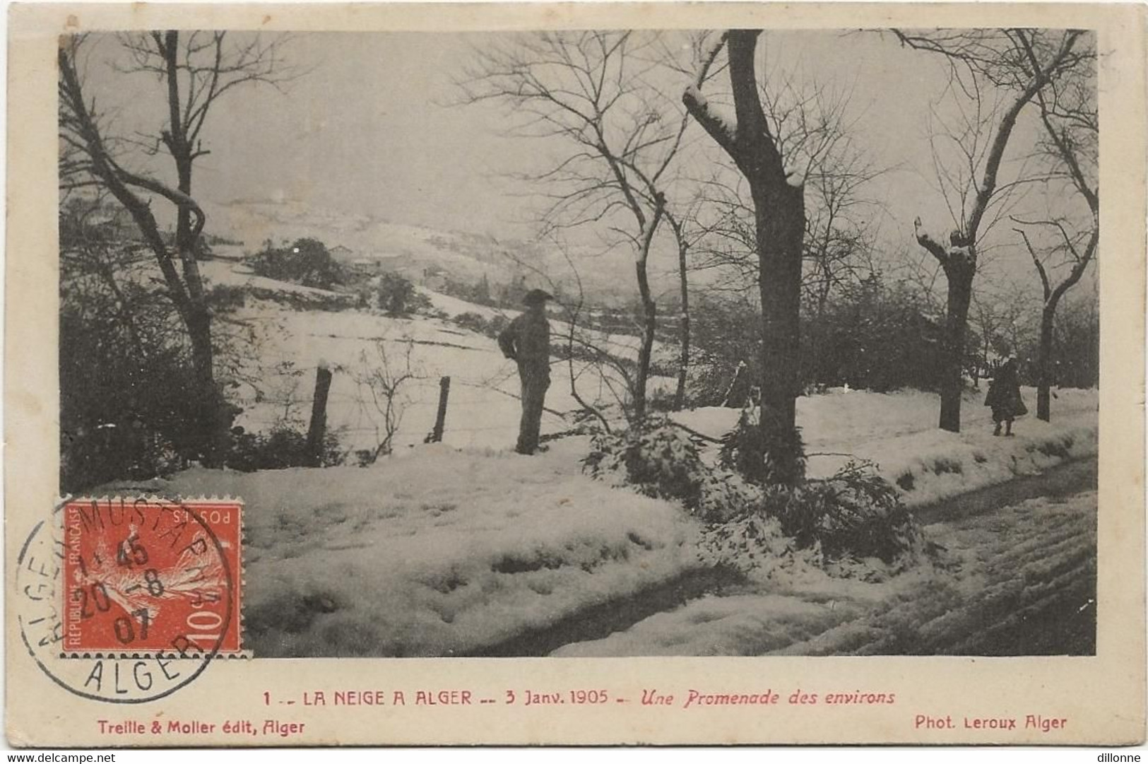 LA NEIGE  à  ALGER  3Janvier 1905   Une Promenade Des Environs - Andere & Zonder Classificatie