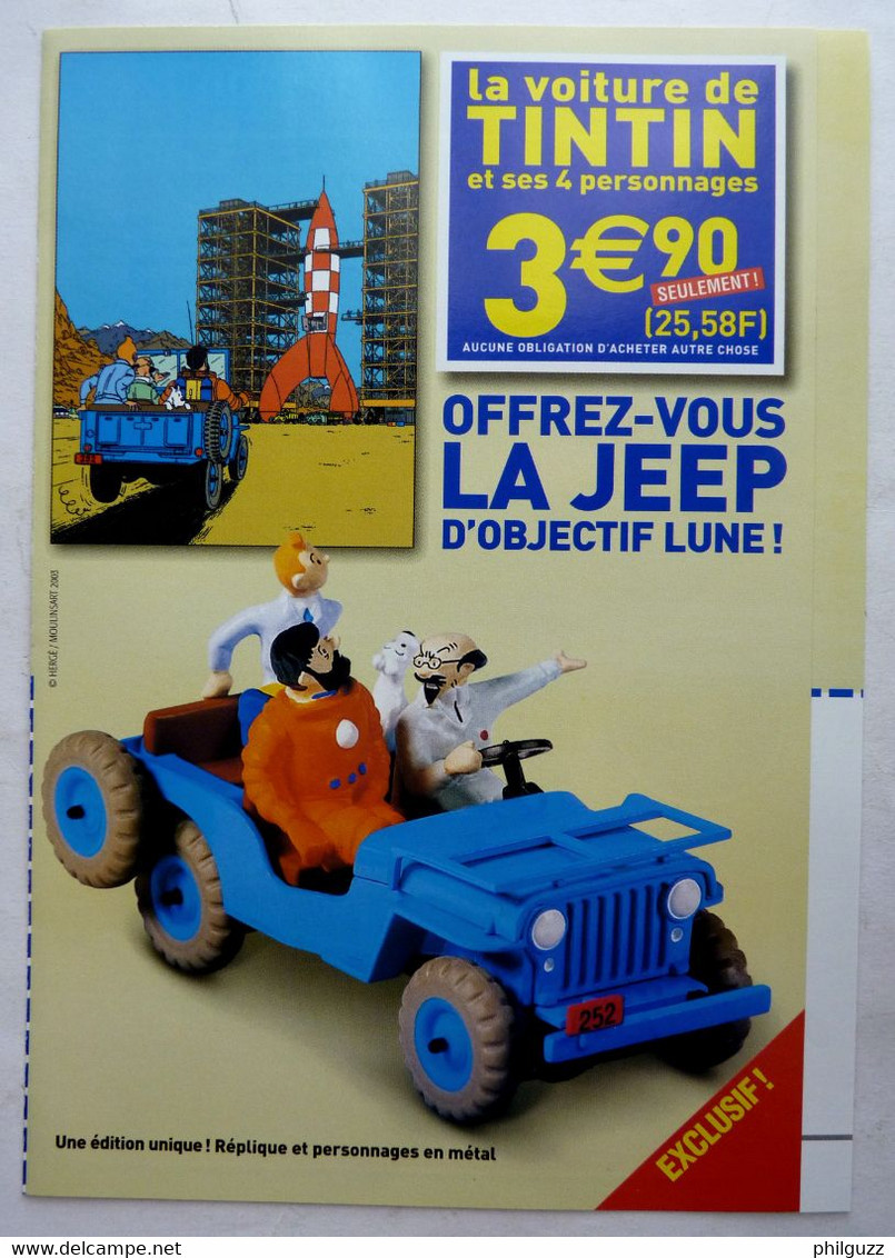 DEPLIANT ABONNEMENT COLLECTION ATLAS LES VOITURES TINTIN La Jeep - Objets Publicitaires