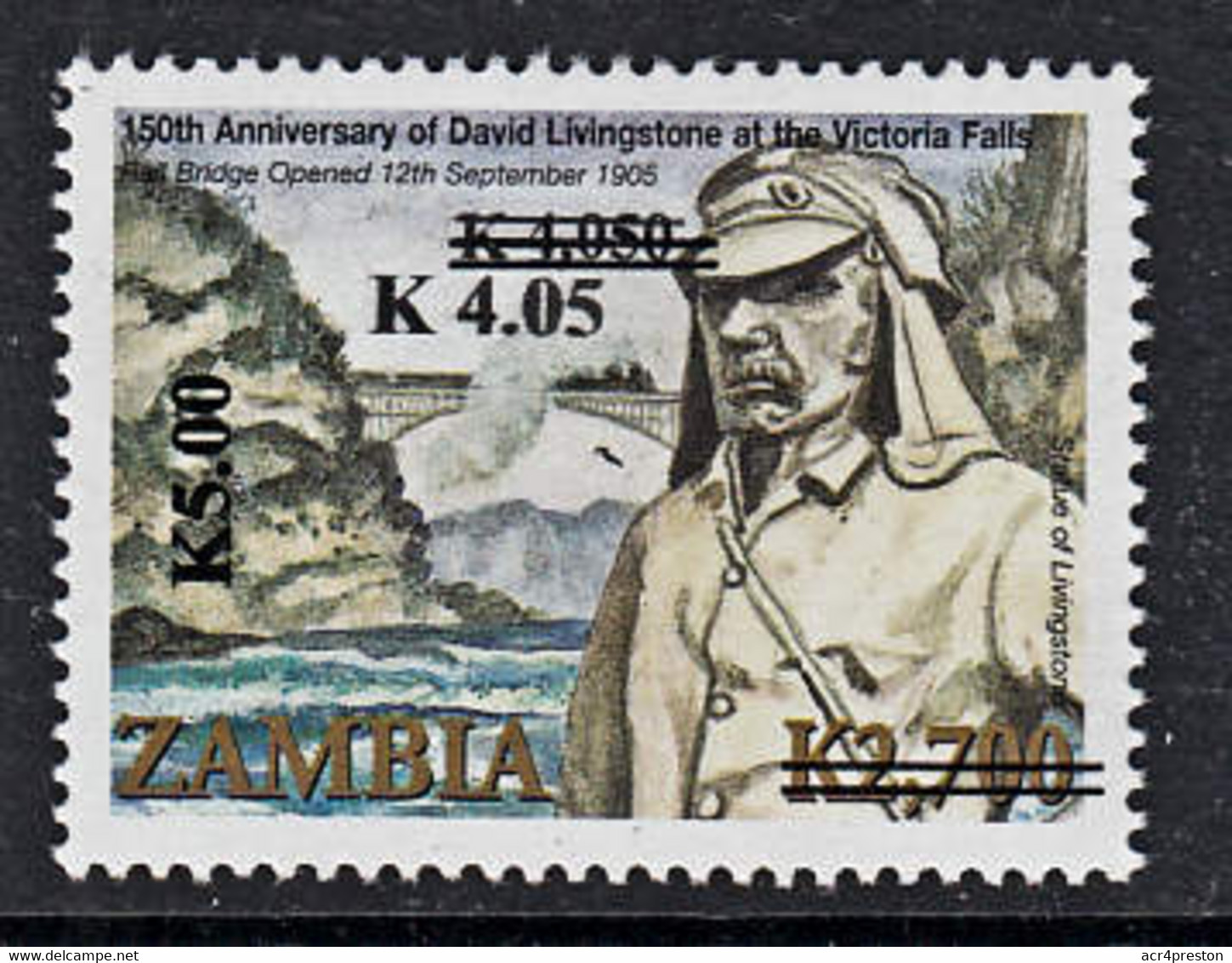 Zm9991 ZAMBIA 2013 Or 2014 , Surcharge K5.00 On K4.05 On K4,050 On K2,700 Livingstone,  MNH - Zambia (1965-...)