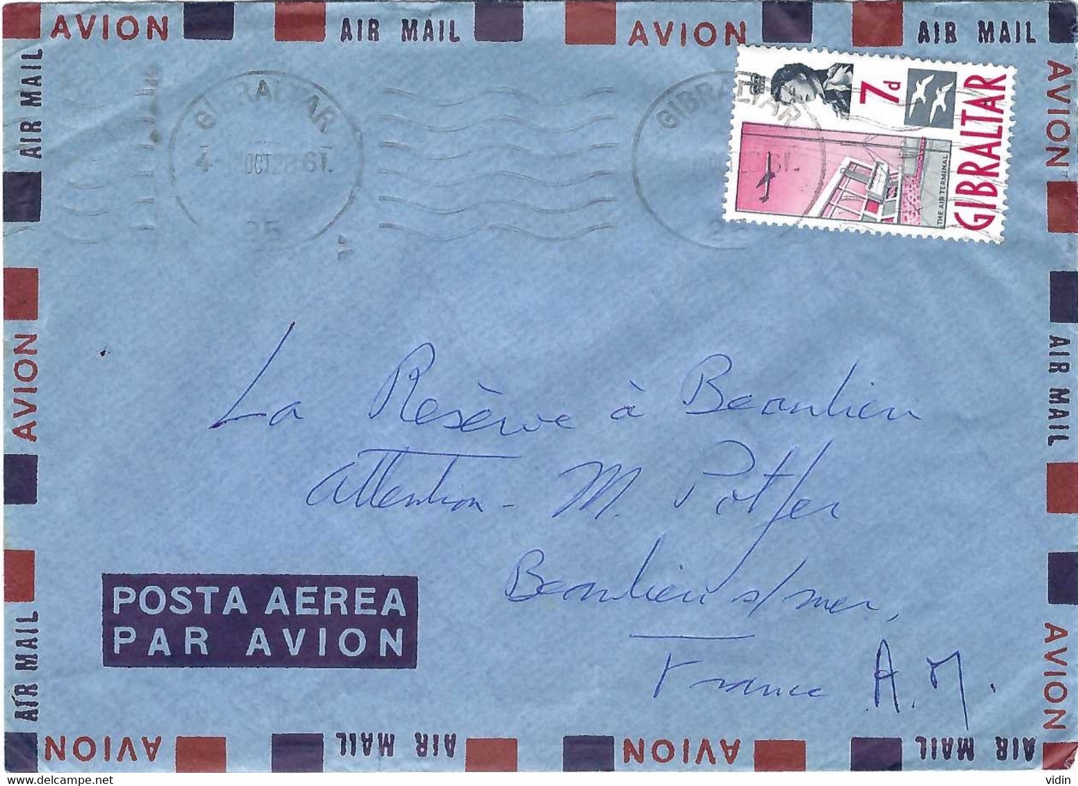 Enveloppe Commerciale ITALIE Societa Di Navigazione Gibraltar 1961 - Italia