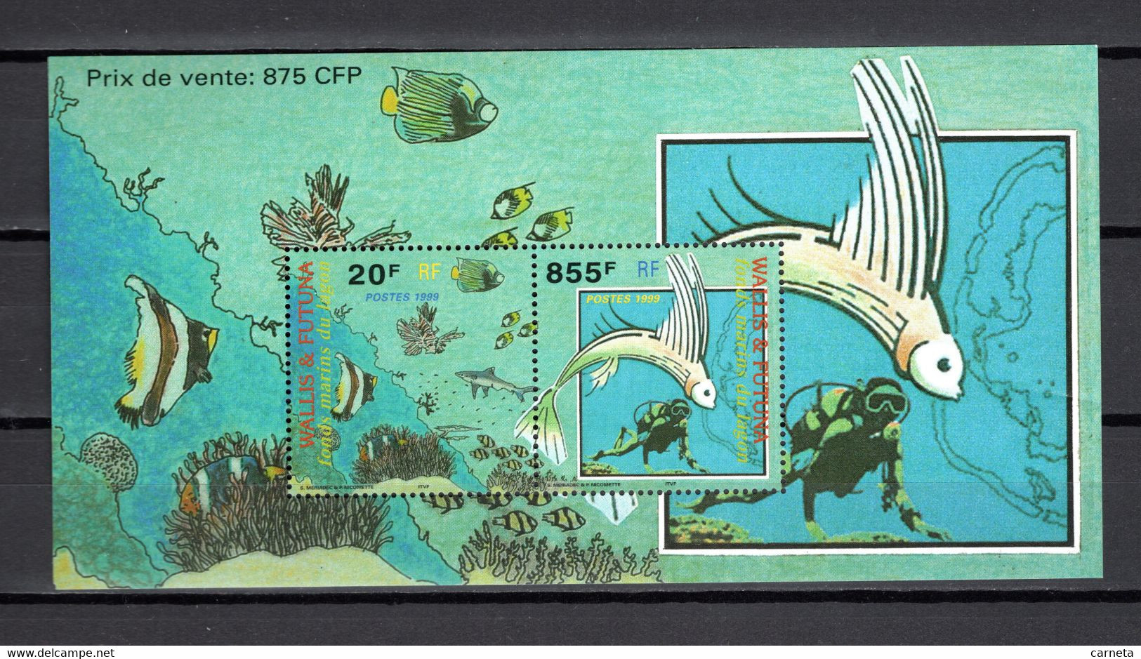 WALLIS ET FUTUNA  BLOC  N° 8   NEUF SANS CHARNIERE  COTE 22.00€     POISSON ANIMAUX - Blocks & Sheetlets