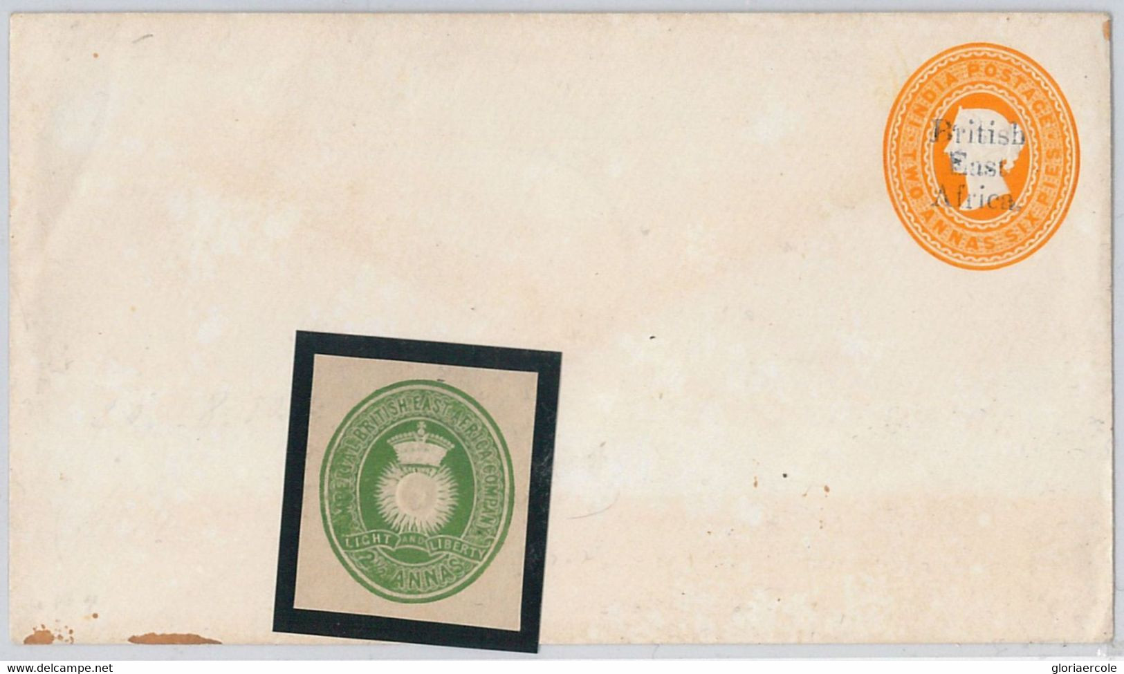 48715 - BRITISH EAST AFRICA -  POSTAL STATIONERY COVER : H&G # 3a + #1 Cut-out - Afrique Orientale Britannique