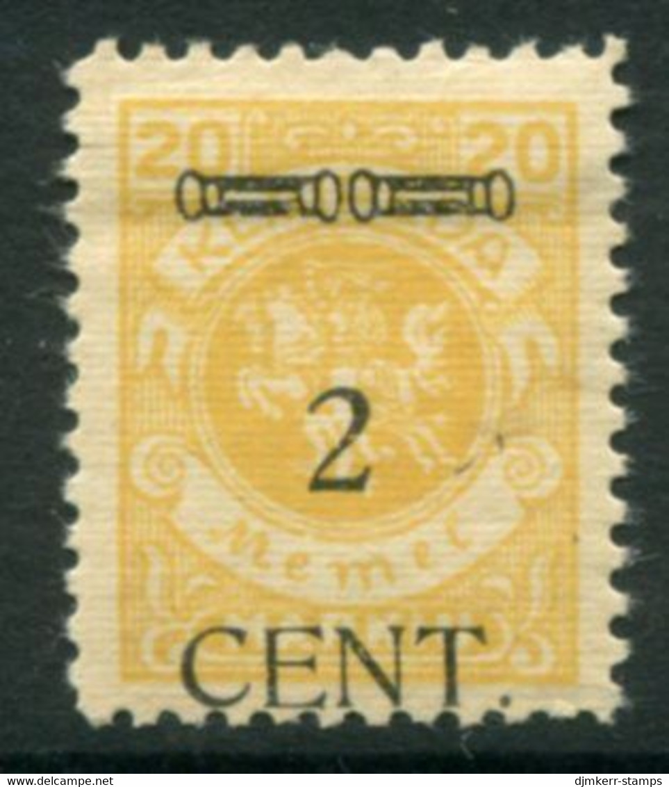 MEMEL (Lithuanian Occ) 1923 ( 23 April/26. May) Surcharge 2 C. On 20 M. Arms. LHM / *.  Michel 176 II - Memelgebiet 1923