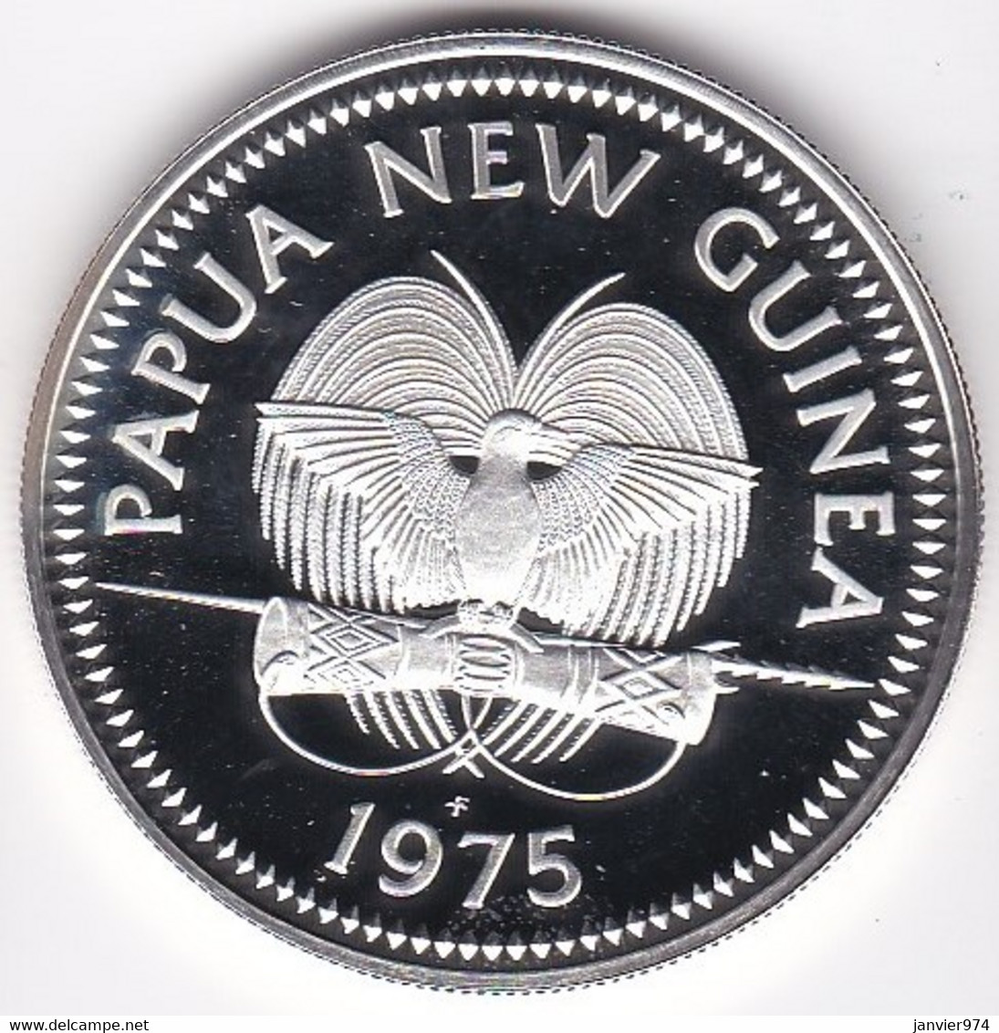 Papua New Guinea , 5 Kina 1975 FM, Aigle De Nouvelle-Guinée‎, En Argent ,BU , UNC,  KM# 7a - Papouasie-Nouvelle-Guinée