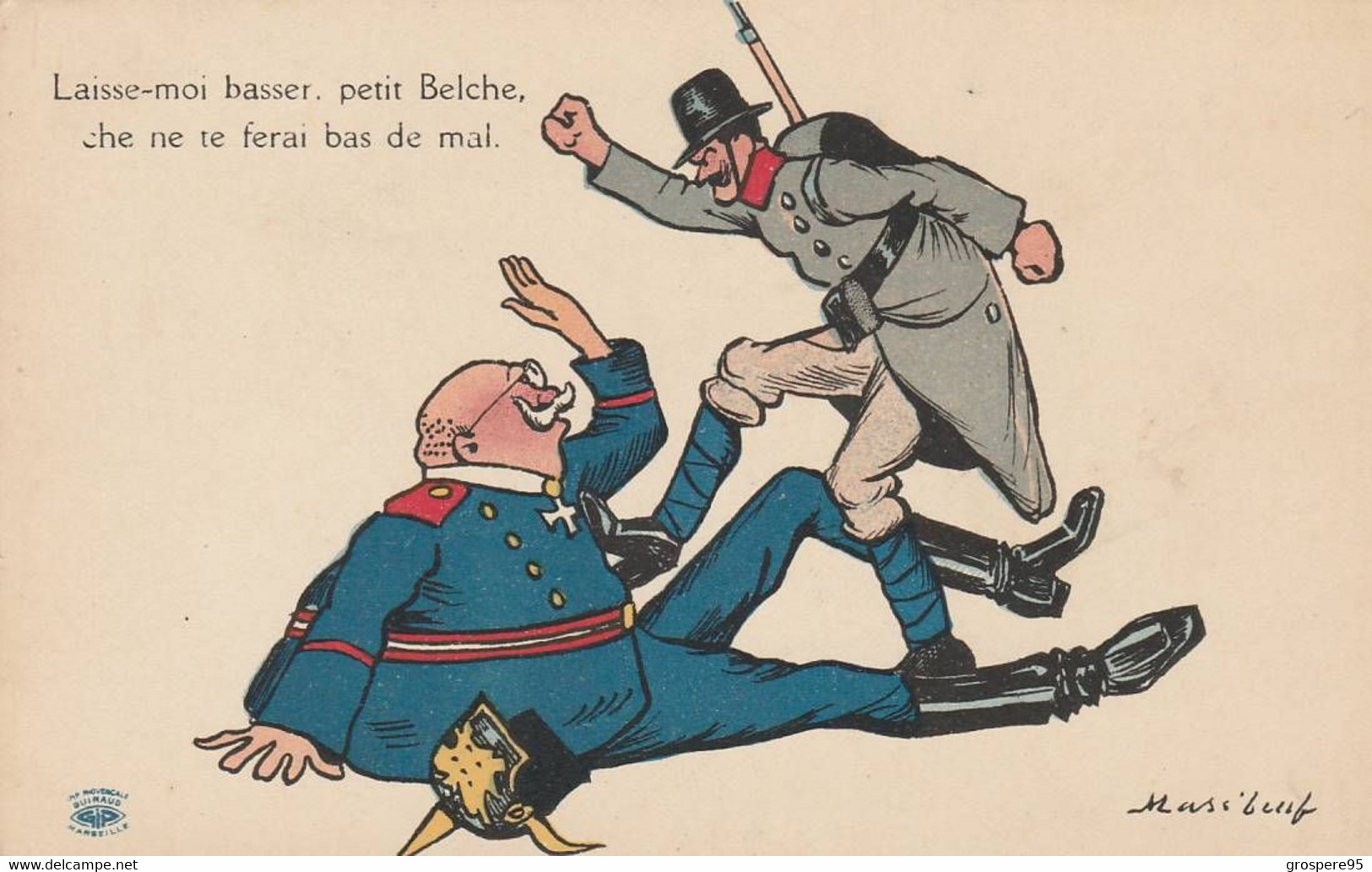 MILITAIRE 1914/18 SATIRIQUE LAISSE MOI BASSER PETIT BELCHE..... - Mass'Boeuf