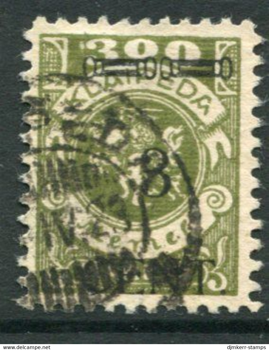 MEMEL (Lithuanian Occ) 1923 ( 23 April/26. May) Surcharge 3 C. On 300 M. Arms.used.  Michel 179 III - Memelgebiet 1923