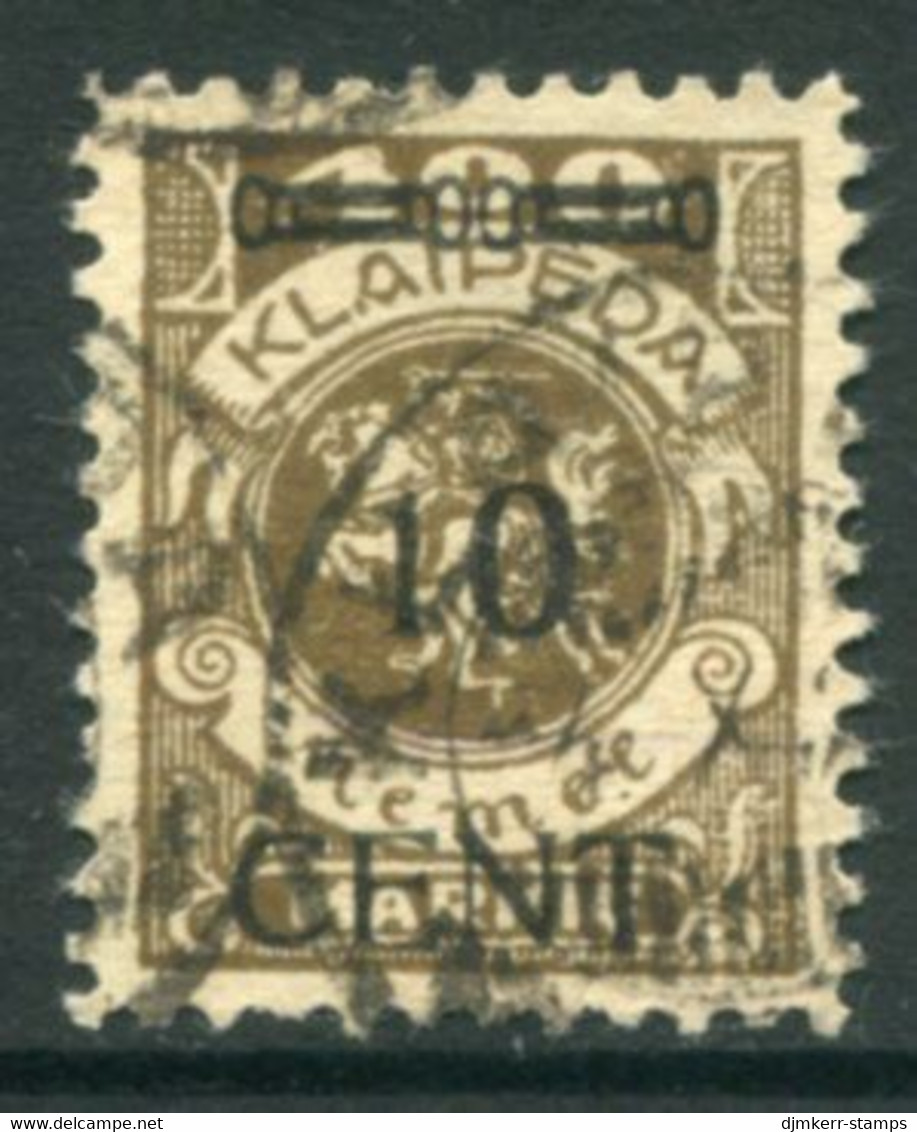 MEMEL (Lithuanian Occ) 1923 ( 23 April/26. May) Surcharge 10 C. On 400 M. Arms.used.  Michel 181 V  +200% - Memelgebiet 1923