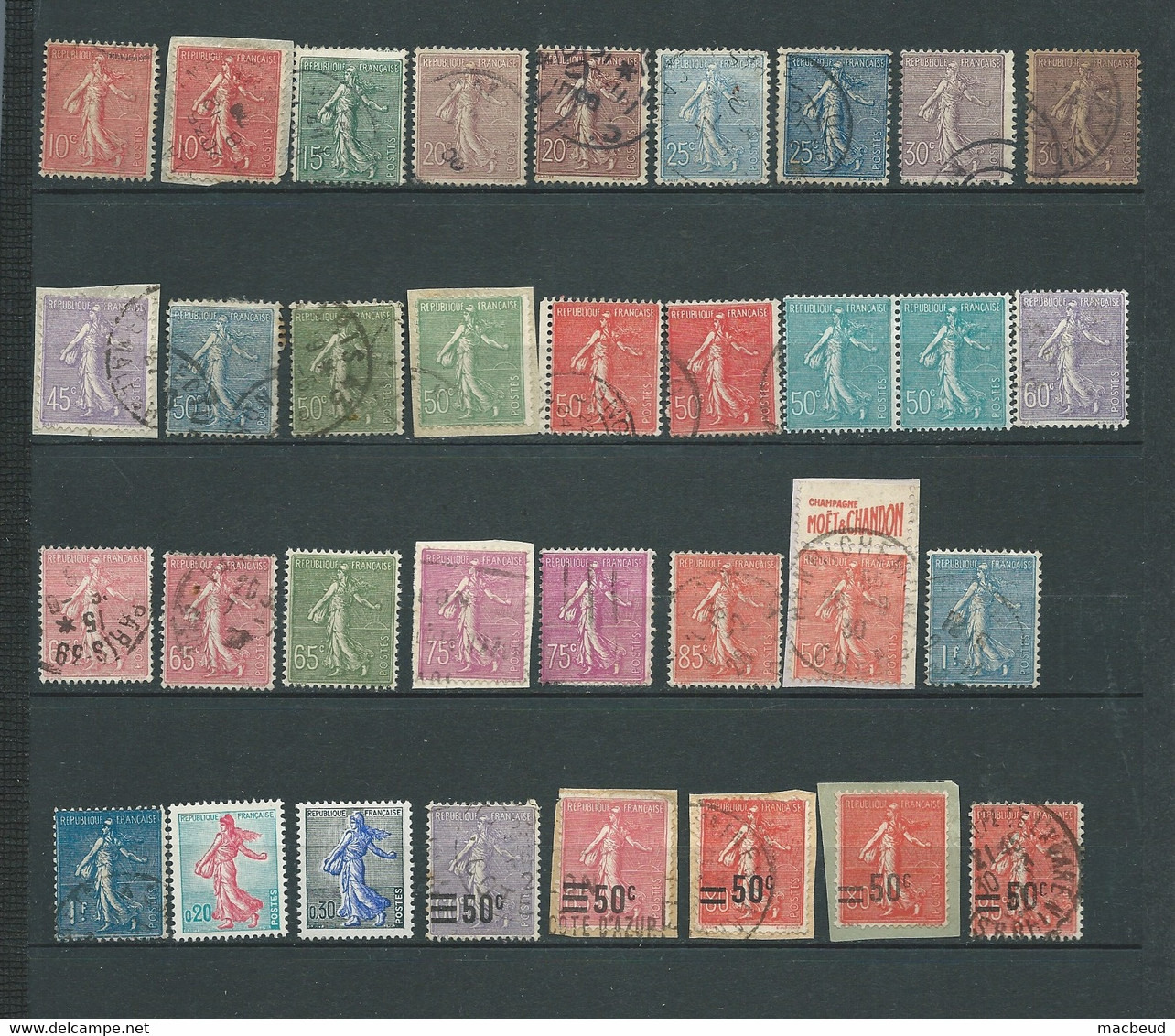 Lot De 34 Timbres Au Type  Semeuses Lignées -   Bip9303 - 1903-60 Säerin, Untergrund Schraffiert