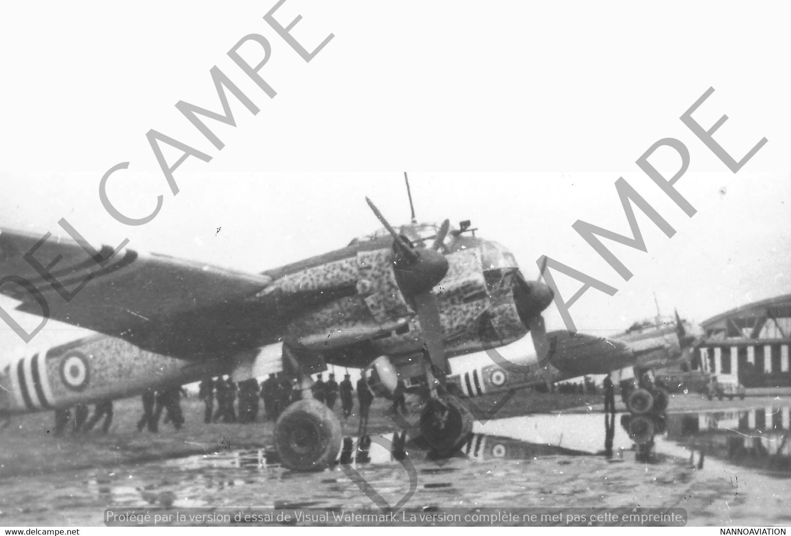 PHOTO RETIRAGE REPRINT AVION  AIRCRAFT  JUNKER 88A VISITE DE DE GAULLE GROUPE DOR ET DORET A TOULOUSE 1944 - Luchtvaart