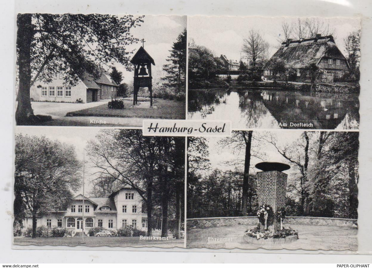 2000 HAMBURG - WANDSBECK - SASEL, Kirche, Bezirksamt, Ehrenmal, Dorfteich - Wandsbek