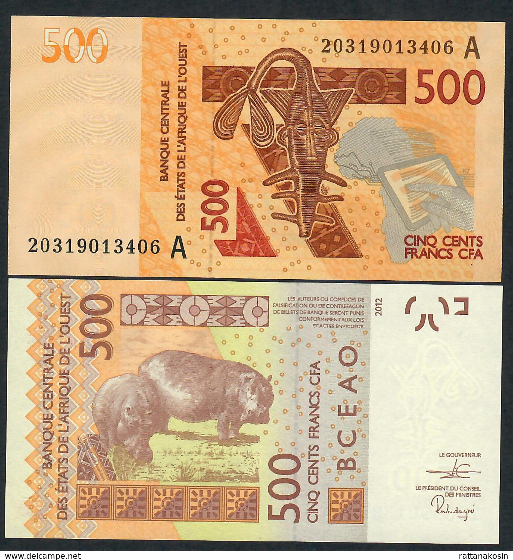 W.A.S. P119Ai 500 FRANCS (20)20 2020 Signature 44     UNC. - Costa D'Avorio