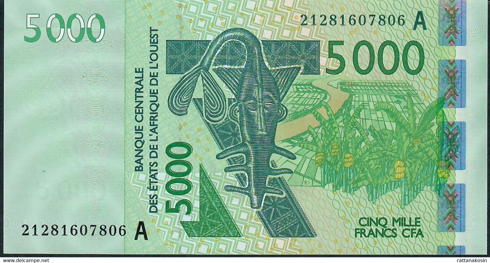 W.A.S. IVORY COAST P117Au 5000 FRANCS (20)21 2021 Signature 45 UNC. - États D'Afrique De L'Ouest