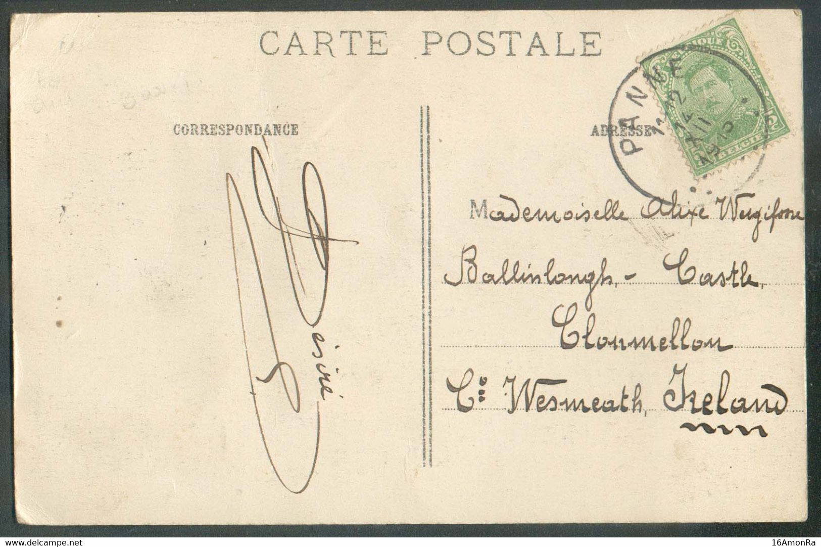 5c. Emission 1915 Obl. Sc PANNE Sur C.P. Du 14-XII-15 Vers L'IRLANDE (bonne Destiantion) - 19093 - Not Occupied Zone