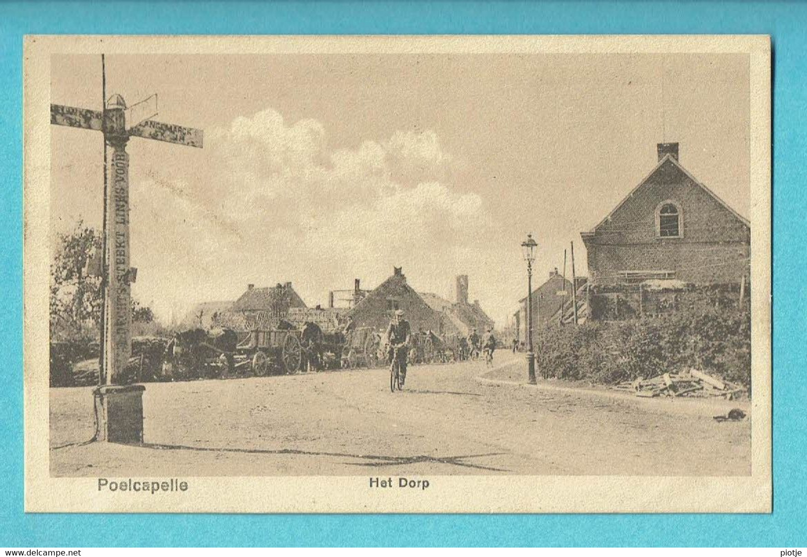 * Poelkapelle - Poelcapelle (Langemark - Ieper) * (8577) Het Dorp, Le Village, Animée, Attelage Cheval, Vélo, Old - Langemark-Poelkapelle