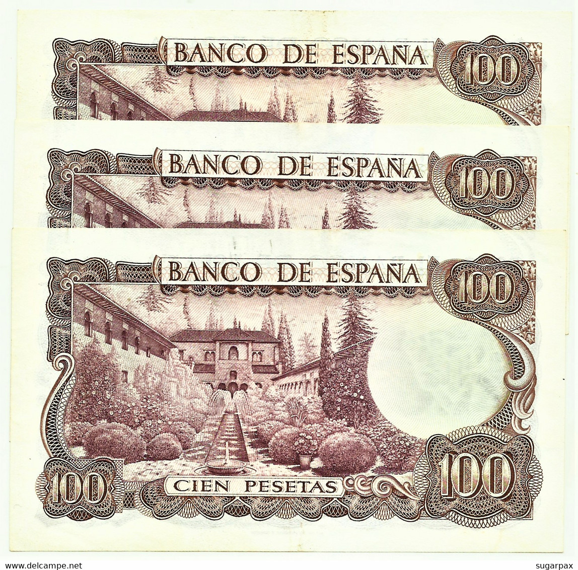 ESPAÑA - 3 X 100 Pesetas Consecutive - 17.11.1970 ( 1974 ) - Pick 152 - Serie 6R - Manuel De Falla - 100 Pesetas