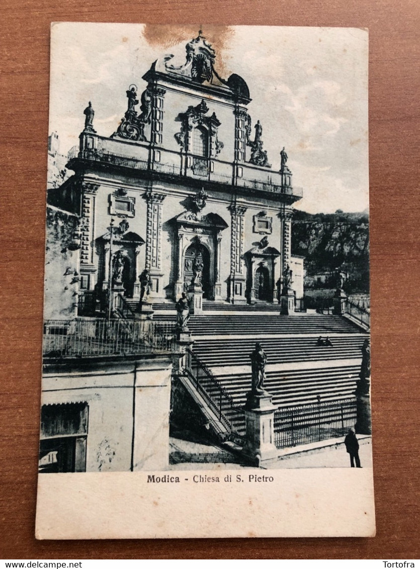 MODICA ( RAGUSA ) CHIESA DI S. PIETRO 1930 ANNULLO FRAZIONARIO ALTAVILLA MILICIA - Modica