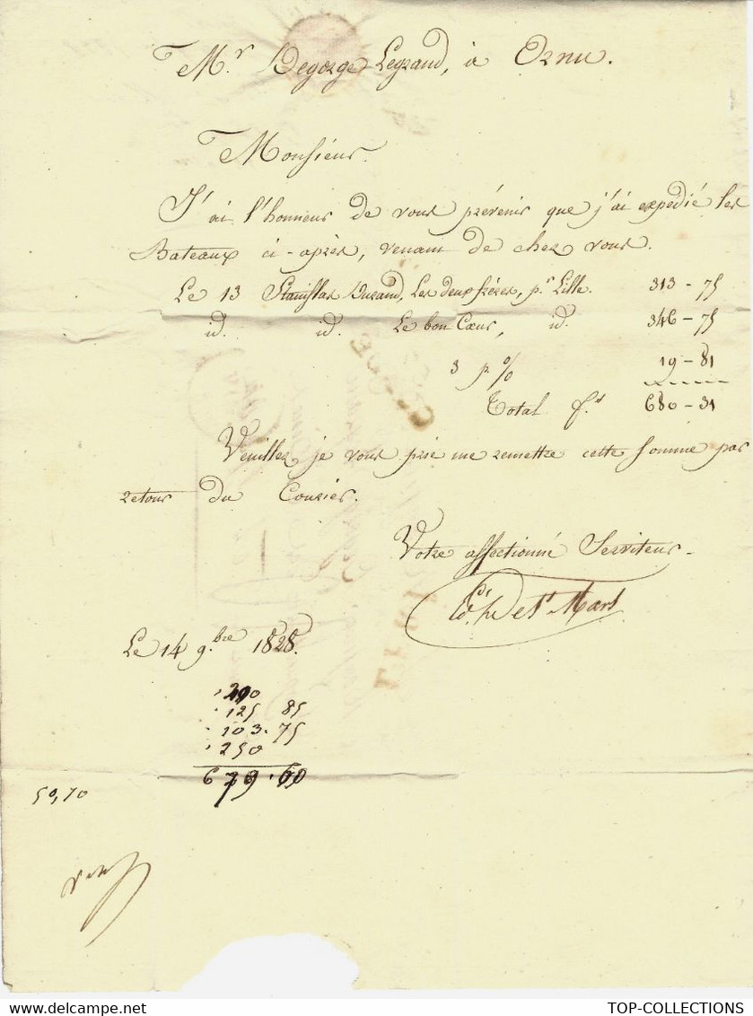 1828 INDUSTRIE MINES  LETTRE Pour De Gorge Propriétaires Des Mines D'Hornu Province Du Hainaut Belgique V.HISTORIQUE - 1800 – 1899