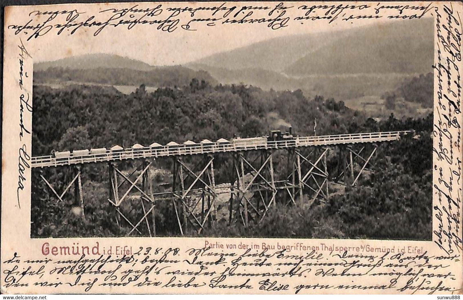 Gemünd (Eifel) - Partie Von Der Im Bau Begriffenen Thalsperre (animation Train 1903) - Schleiden