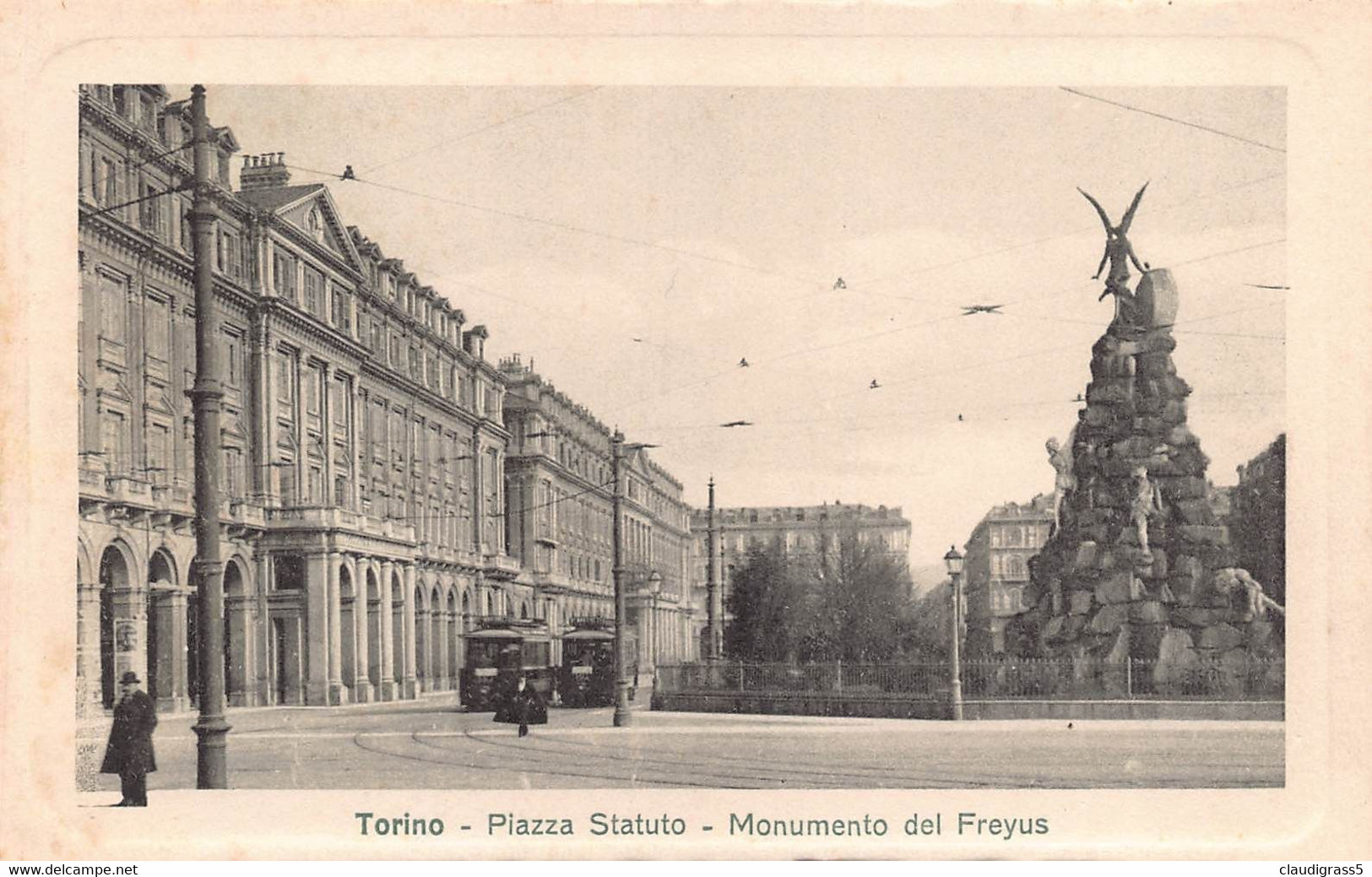 2740 "TORINO - PIAZZA STATUTO -MONUMENTO DEL FREJUS" ANIMATA E TRAM   ANNI 30 - Places