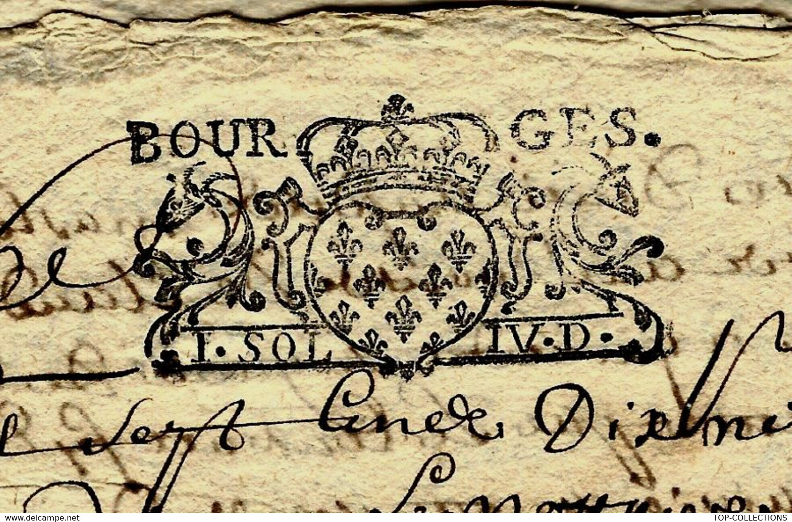 F.13993 ANNEE 1719 CACHET DE GENERALITE DE BOURGES CACHET Belle Frappe Sur Acte En Partie VOIR SCANS - Seals Of Generality