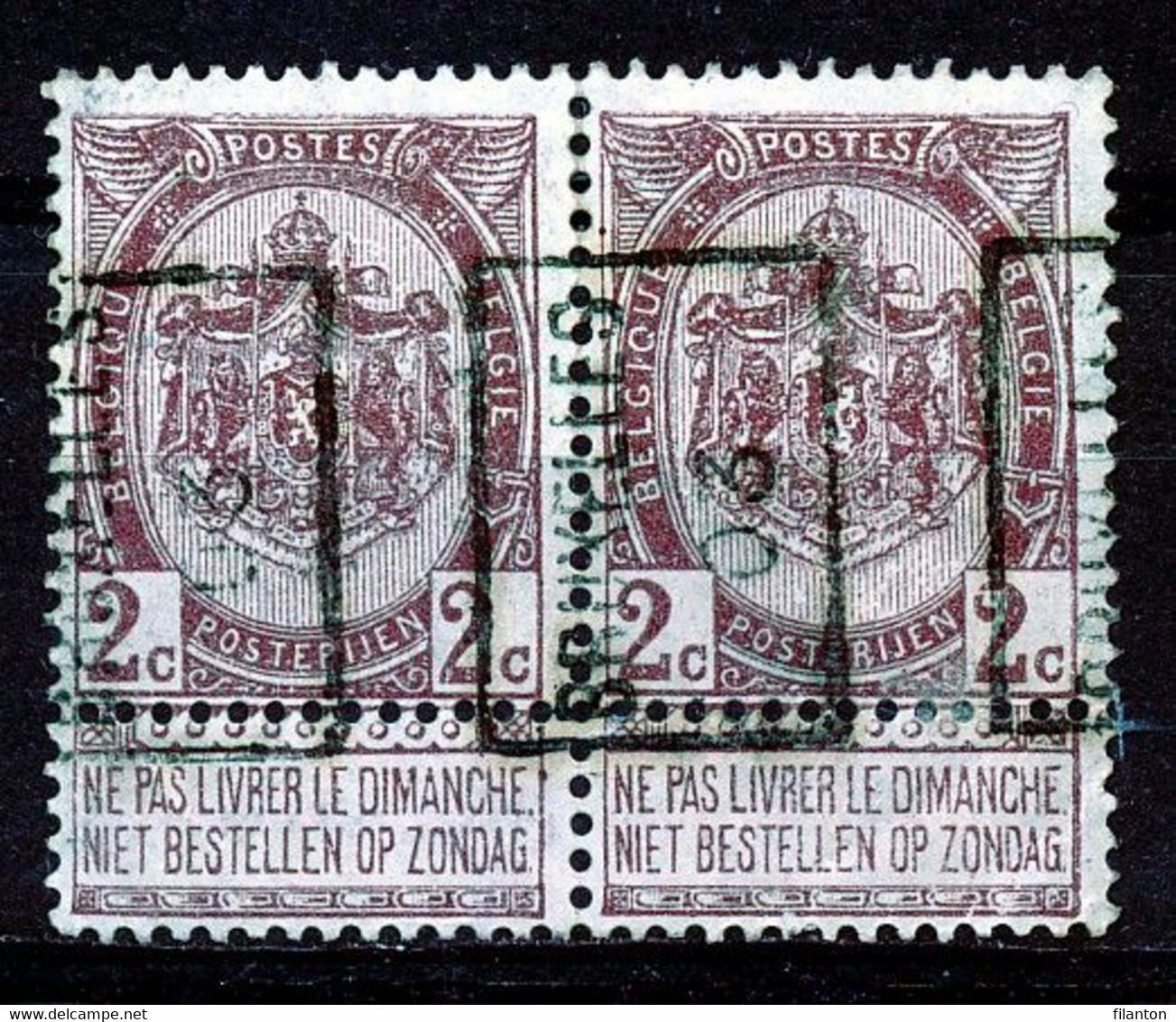 BELGIE - Preo Nr 530B (paar/paire) - "BRUXELLES 03" - (ref. 3743) - ROLLER PRECANCELS - Handrol Préos à Roulette - Rollenmarken 1900-09