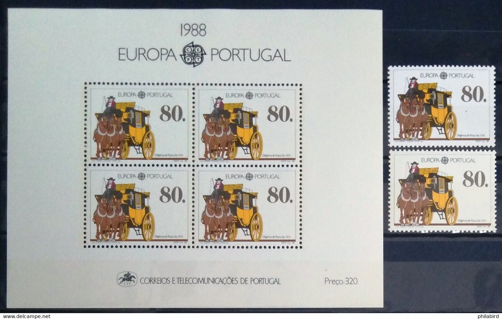 EUROPA 1988 - PORTUGAL               N° 1731/1732 + BF 58                       NEUF** - 1988